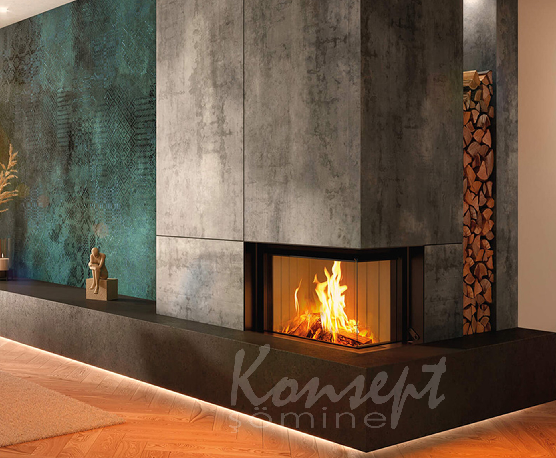 L Type Fireplace 03