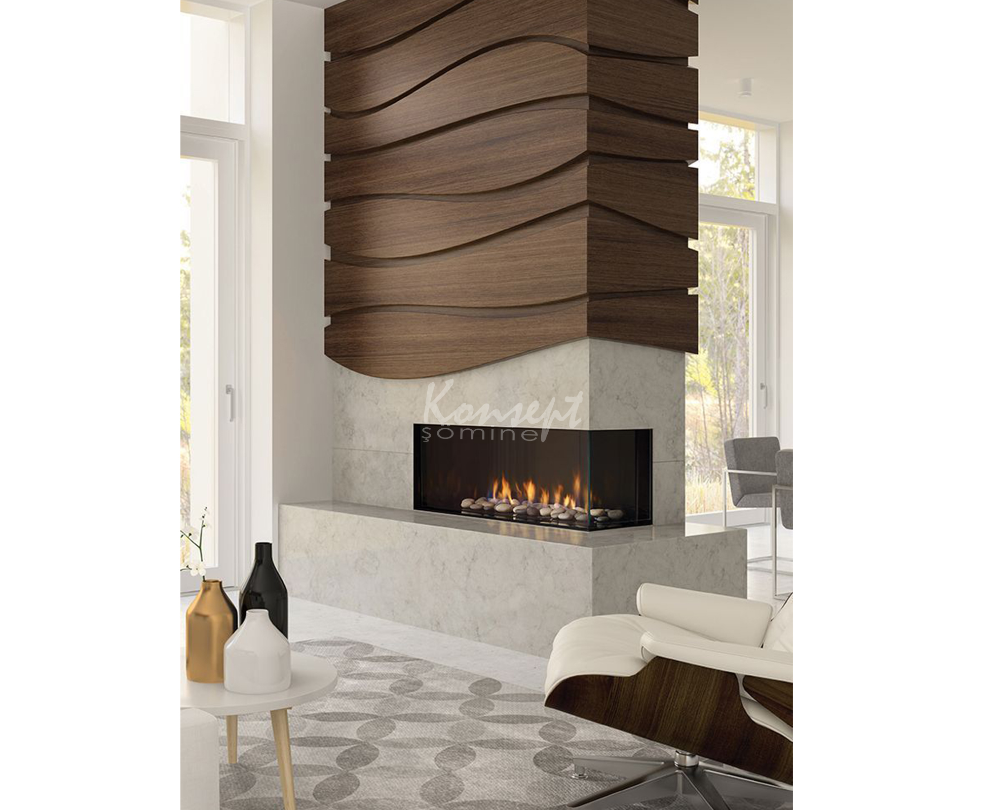 L Type Fireplace 27