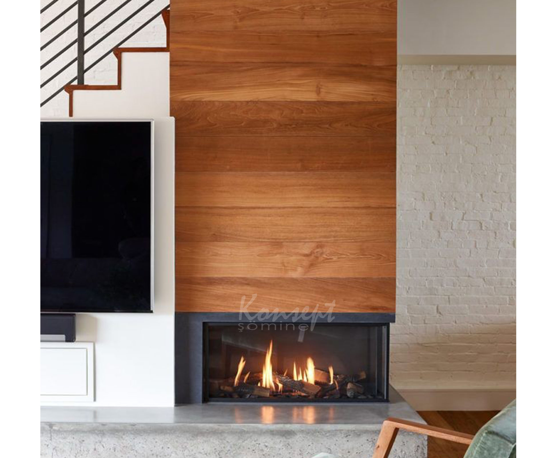 L Type Fireplace 30