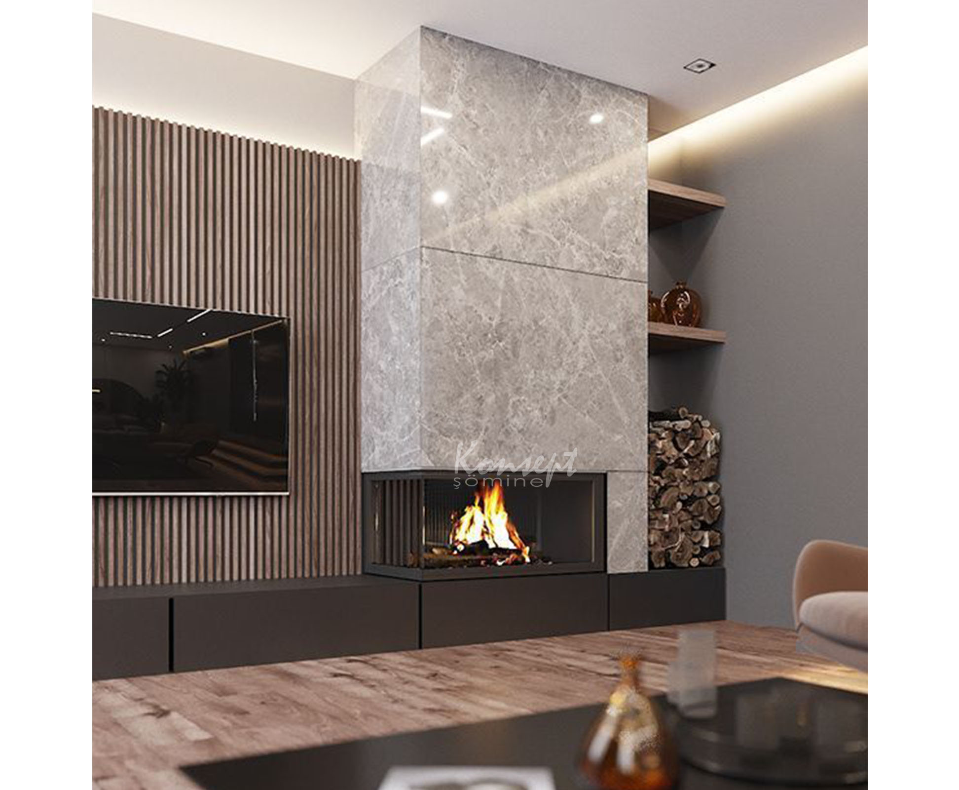 L Type Fireplace 33