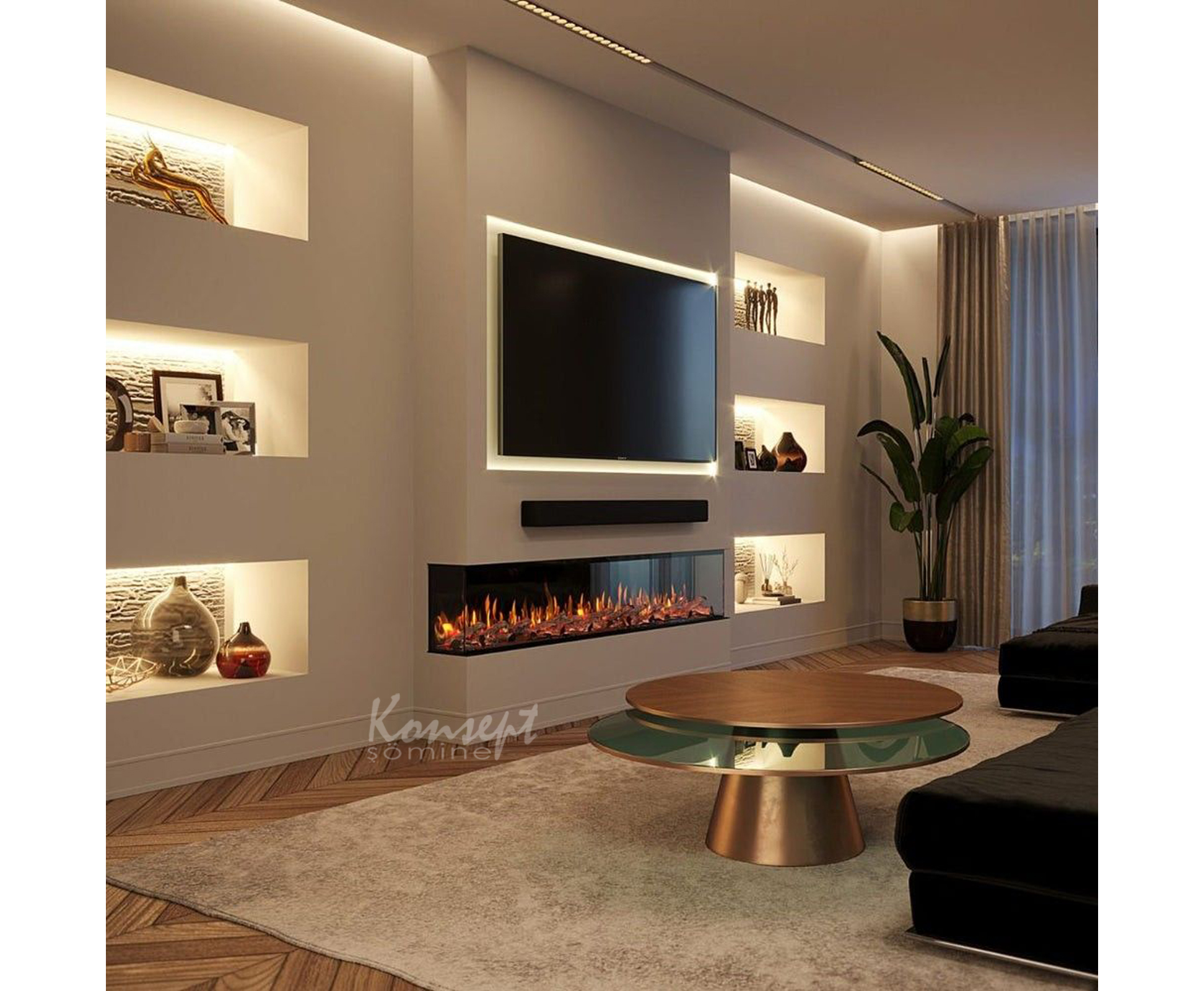 U Tipi Elektrikli Şömine 13