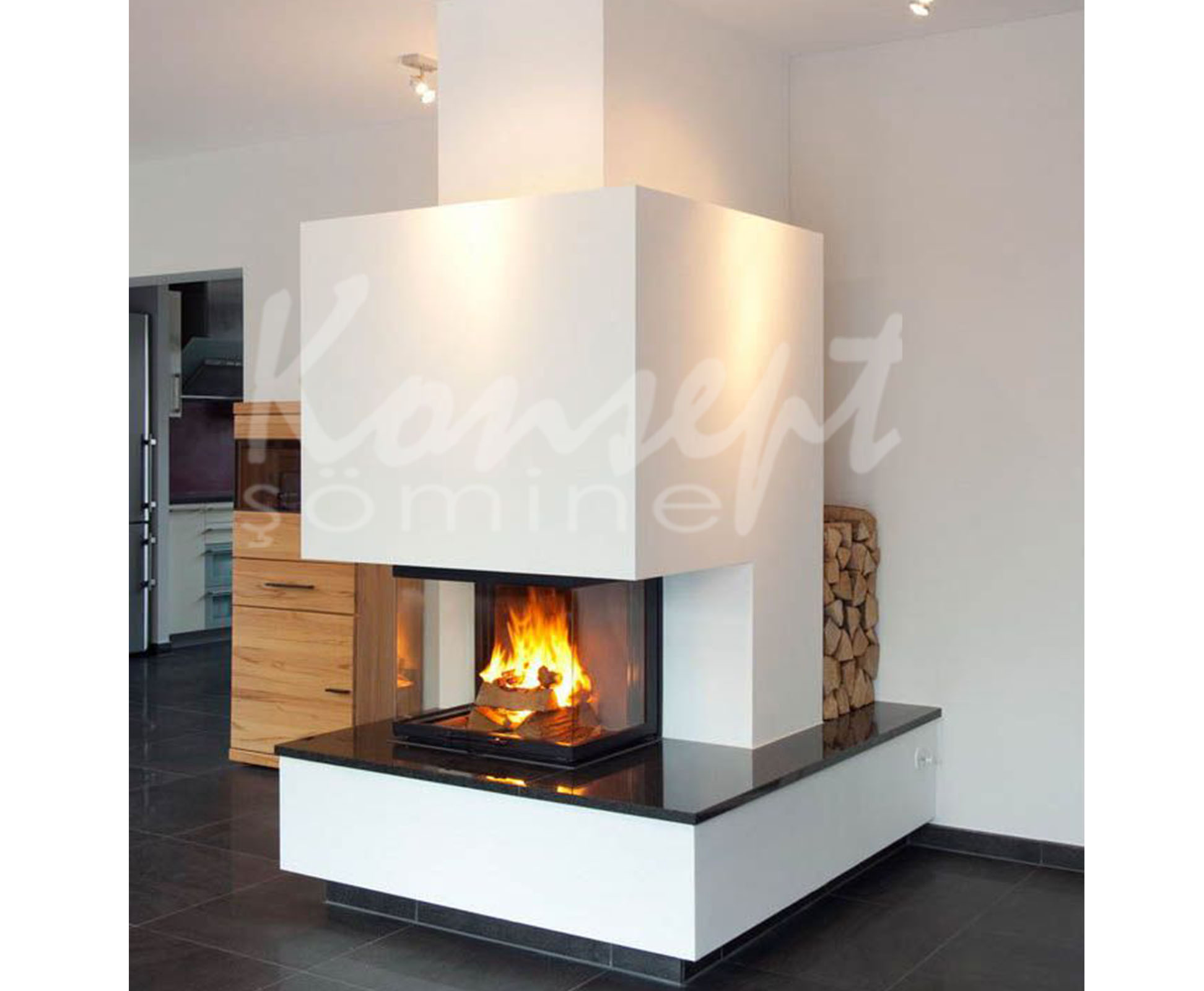 U Type Fireplace 02