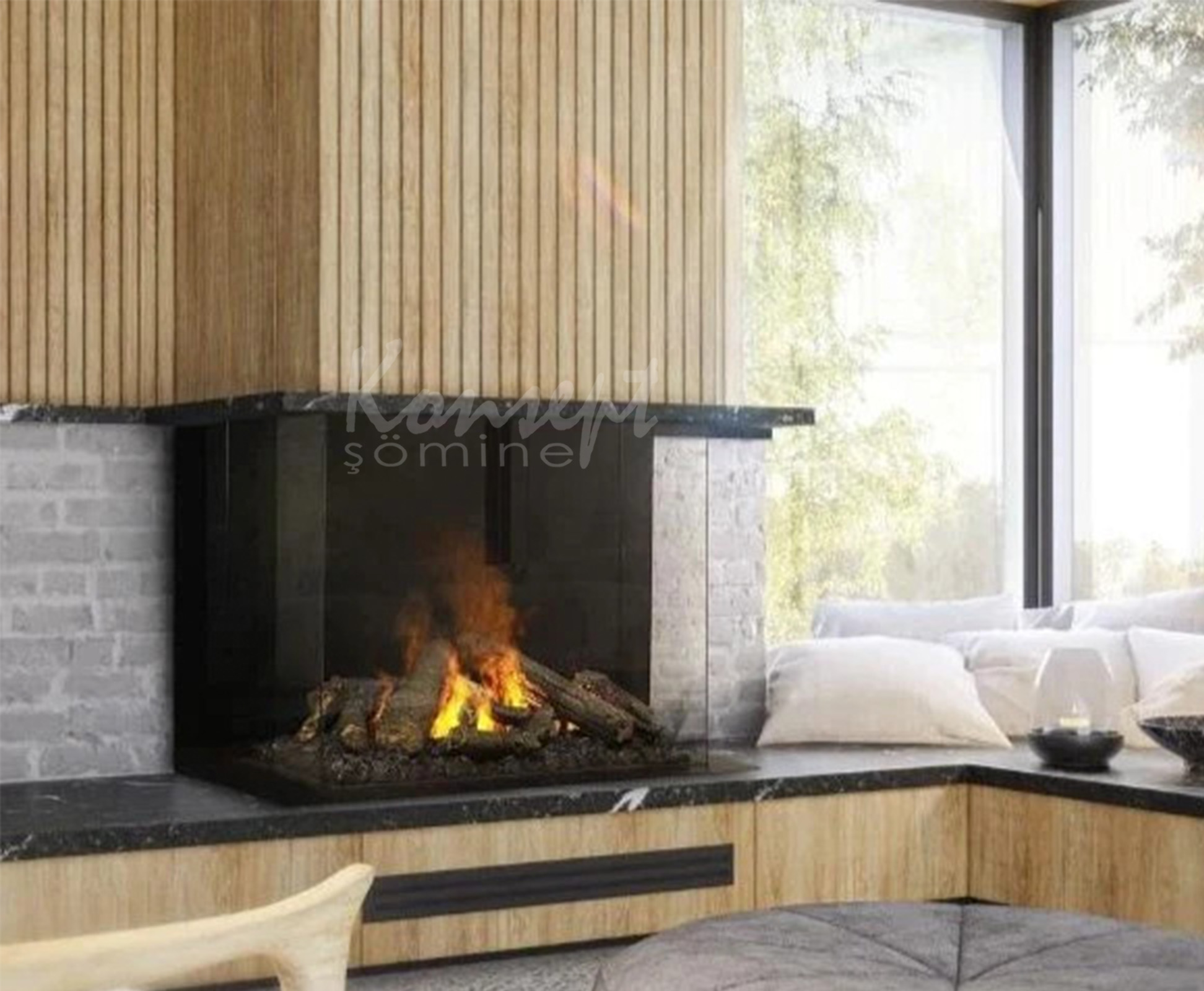 U Type Fireplace 12
