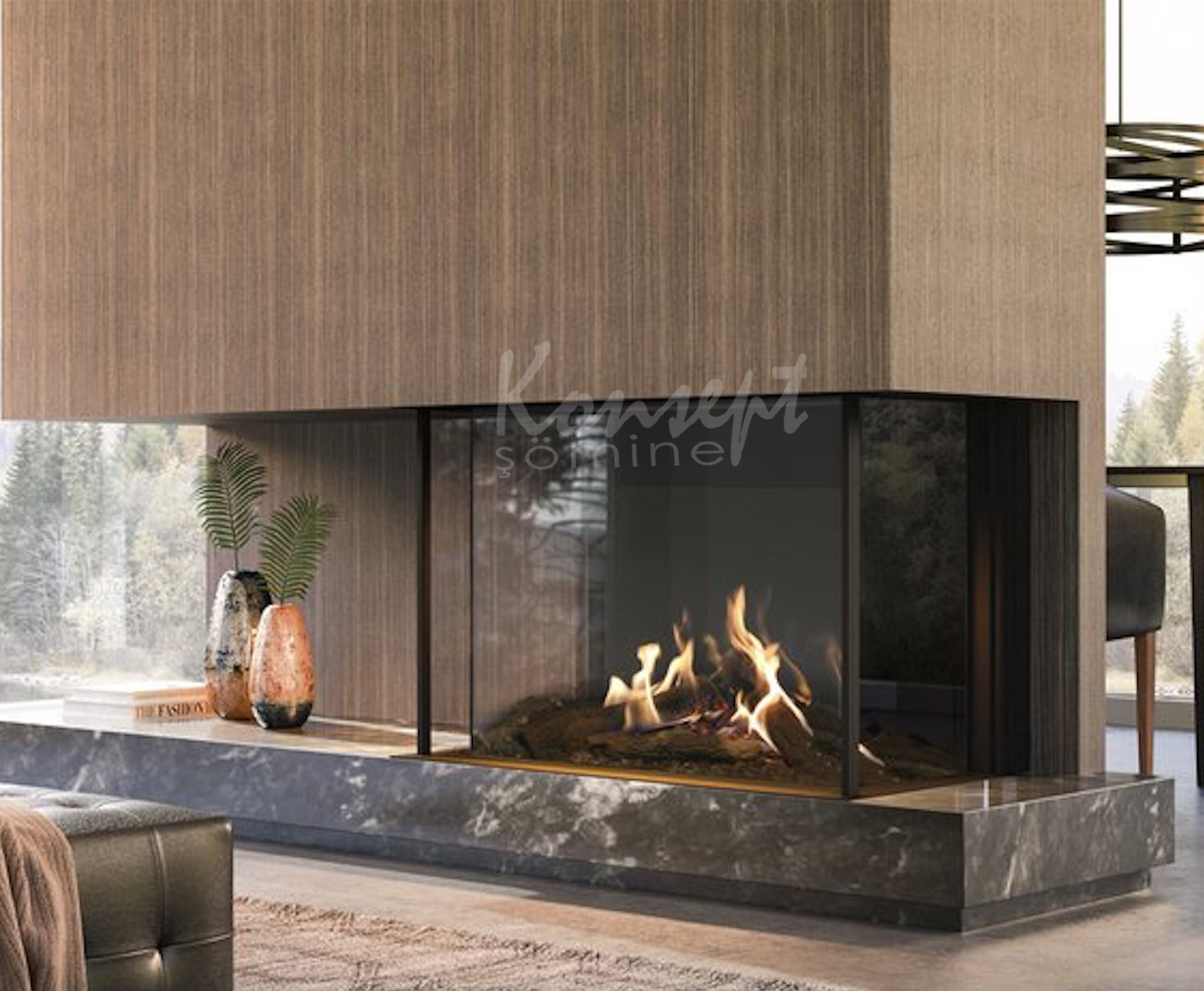 U Type Fireplace 13