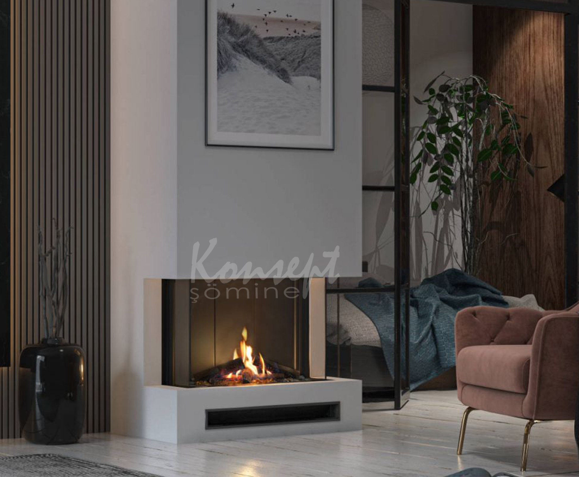 U Type Fireplace 15