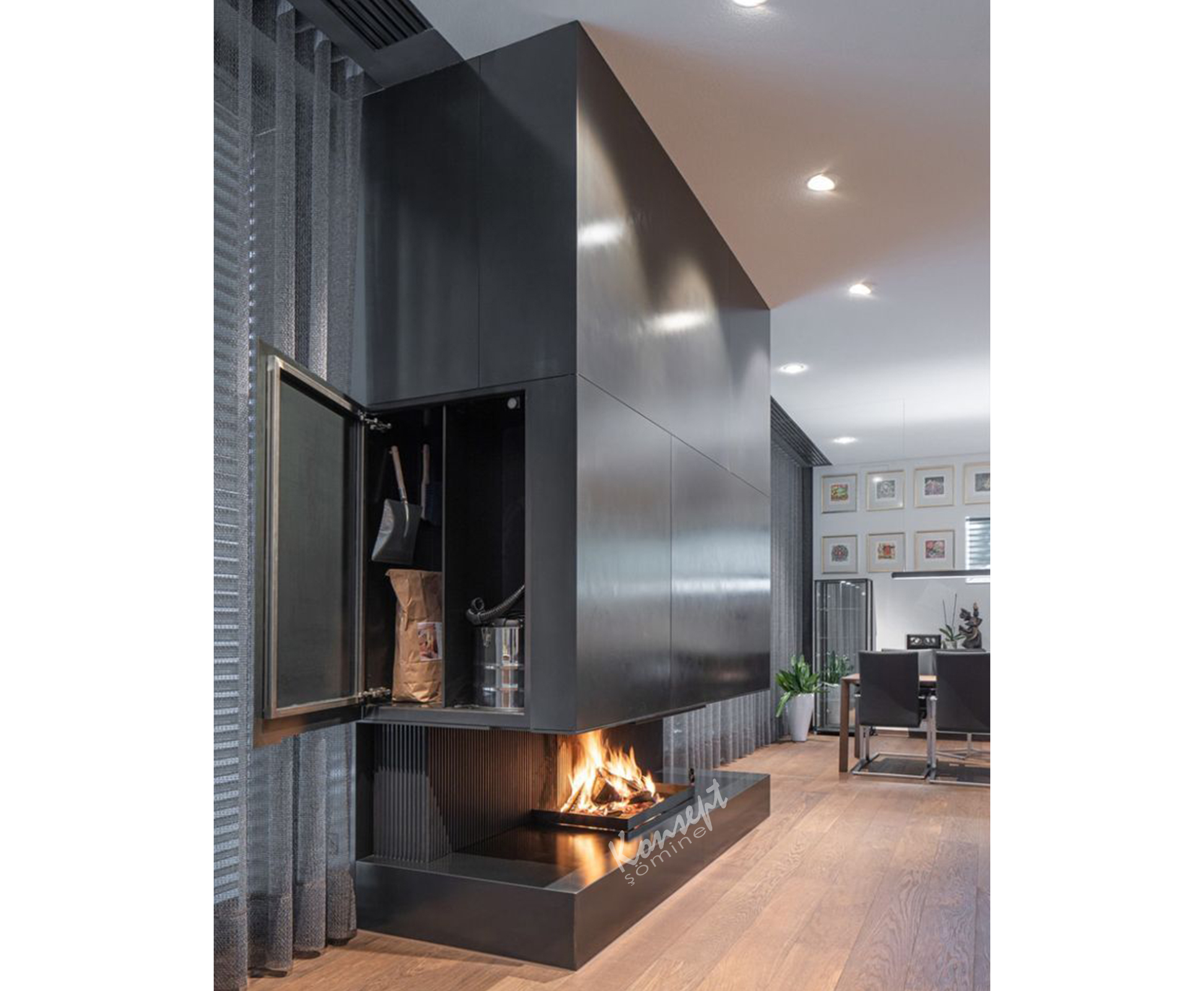 U Type Fireplace 41